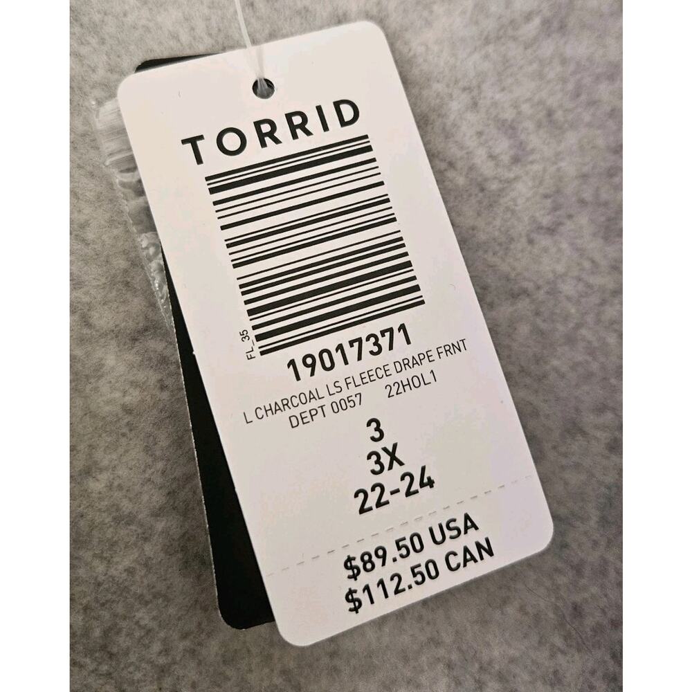 Torrid Size 3 Womens Jacket Fleece Drape Front Gray 3x 22-24 NWT - Picture 6 of 7